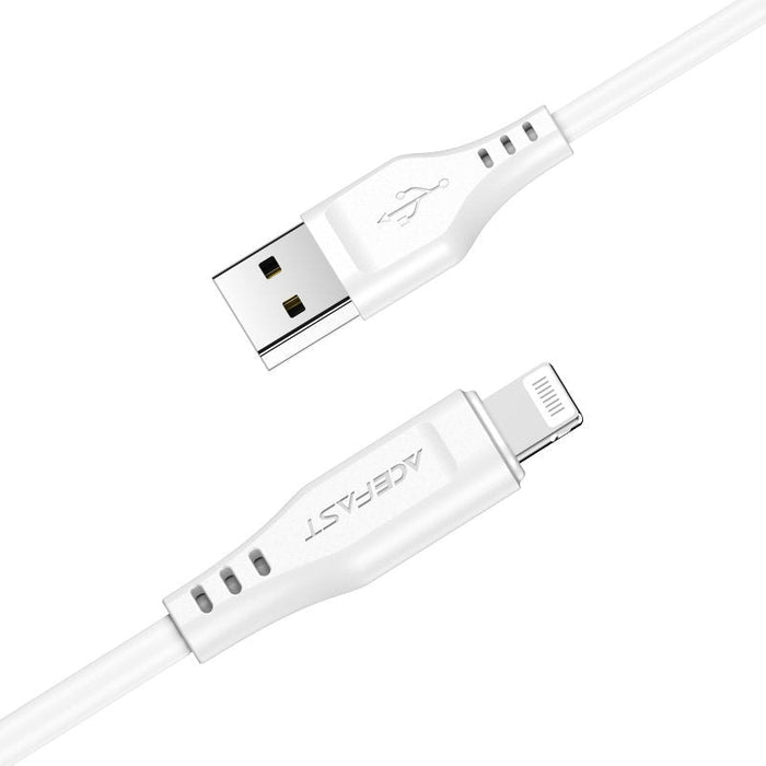 Кабел за трансфер на данни Acefast MFI от USB към Lightning 1.2m, 2.4A, Бял