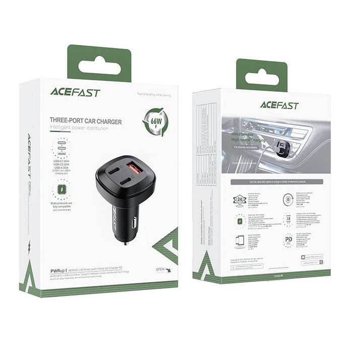 Зарядно за кола Acefast B3 66W 2xUSB - C USB