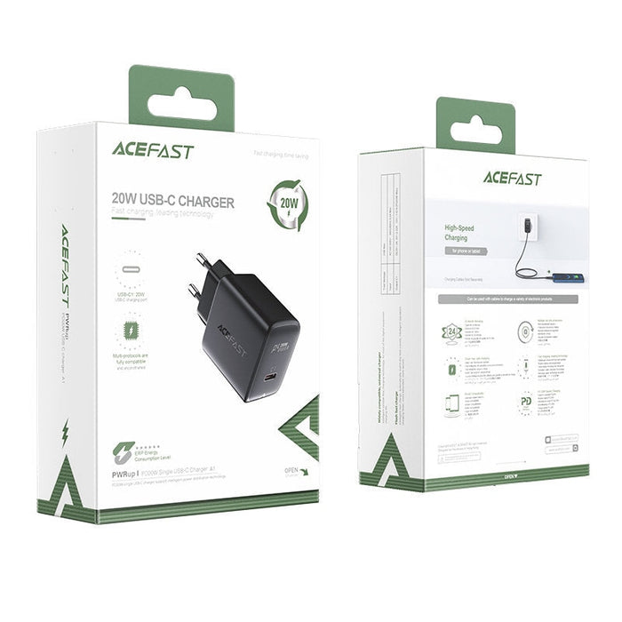 Мрежово зарядно Acefast A1 USB - C 20W Power Delivery черен