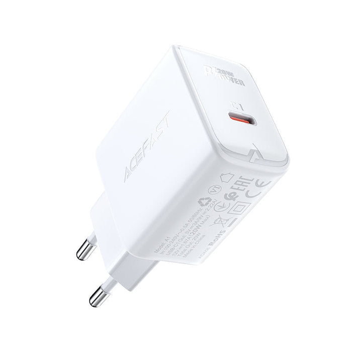 Мрежово зарядно Acefast A1 USB - C 20W Power Delivery бял