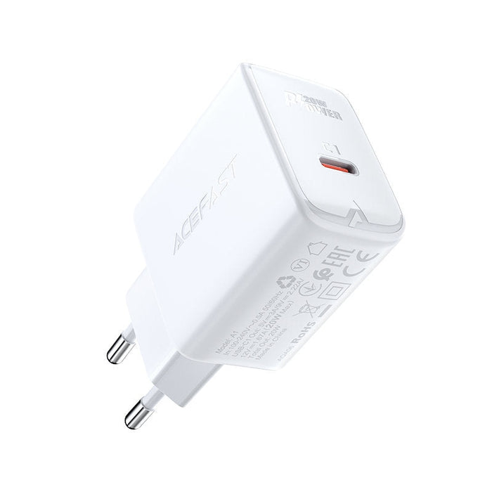 Мрежово зарядно Acefast A1, USB-C, 20W, Power Delivery, бял