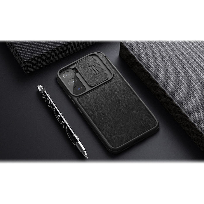 Кейс Nillkin Qin Leather Pro за Samsung Galaxy S22 , със защита за камерата, Кафяв