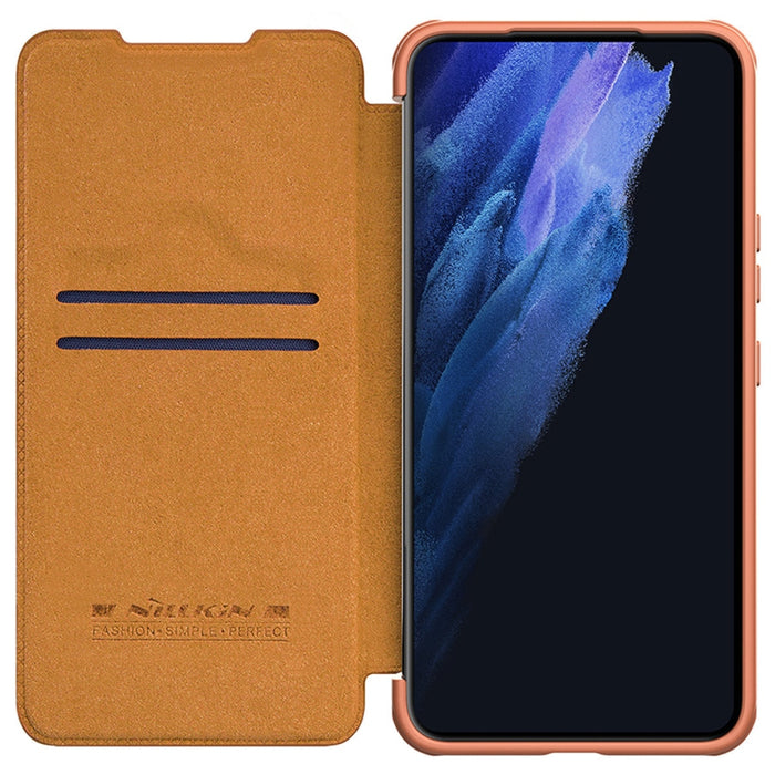 Кейс Nillkin Qin Leather Pro за Samsung Galaxy S22 , със защита за камерата, Кафяв