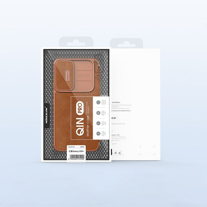 Кейс Nillkin Qin Leather Pro за Samsung Galaxy S22 + (S22 Plus) , със защита за камерата, Черен