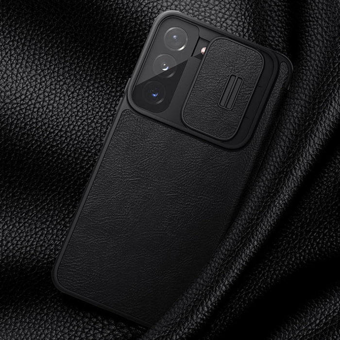 Кейс Nillkin Qin Leather Pro за Samsung Galaxy S22 + (S22 Plus) , със защита за камерата, Черен