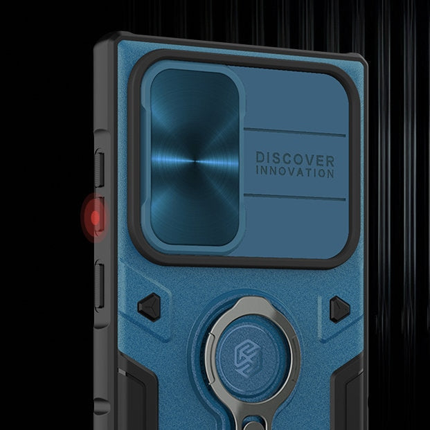 Кейс Nillkin CamShield Armor Case за Samsung Galaxy S22 Ultra , Брониран, с функция поставка, защита на камерата и ринг холдър, Зелен