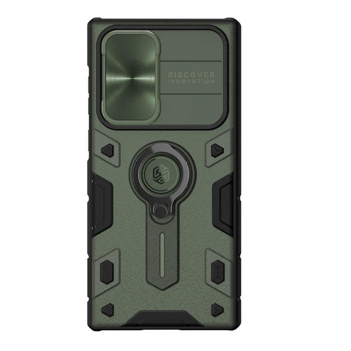Кейс Nillkin CamShield Armor Case за Samsung Galaxy S22 Ultra , Брониран, с функция поставка, защита на камерата и ринг холдър, Зелен
