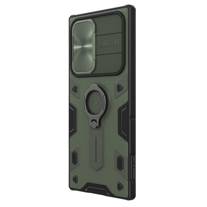 Кейс Nillkin CamShield Armor Case за Samsung Galaxy S22 Ultra , Брониран, с функция поставка, защита на камерата и ринг холдър, Зелен