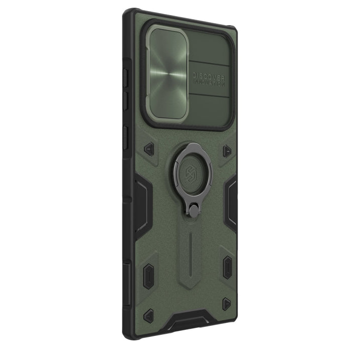 Кейс Nillkin CamShield Armor Case за Samsung Galaxy S22 Ultra , Брониран, с функция поставка, защита на камерата и ринг холдър, Зелен