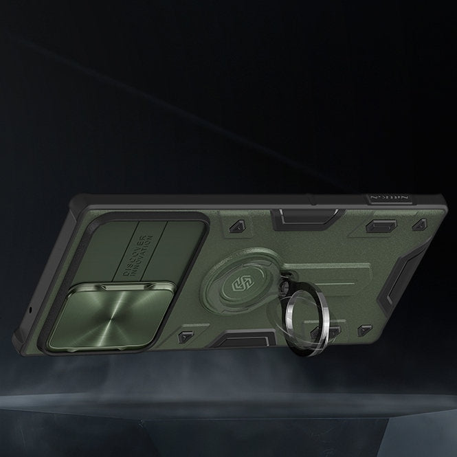 Кейс Nillkin CamShield Armor Case за Samsung Galaxy S22 Ultra , Брониран, с функция поставка, защита на камерата и ринг холдър, Зелен