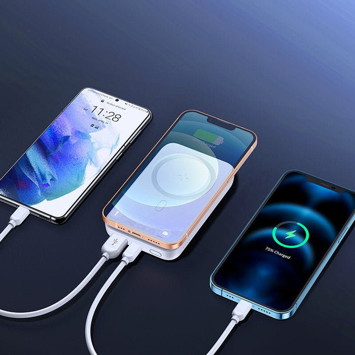 Преносима батерия Joyroom, 10000mAh, 20W, Бързо зареждане, 15W Магнитно безжично зарядно устройство Qi за iPhone MagSafe, Син