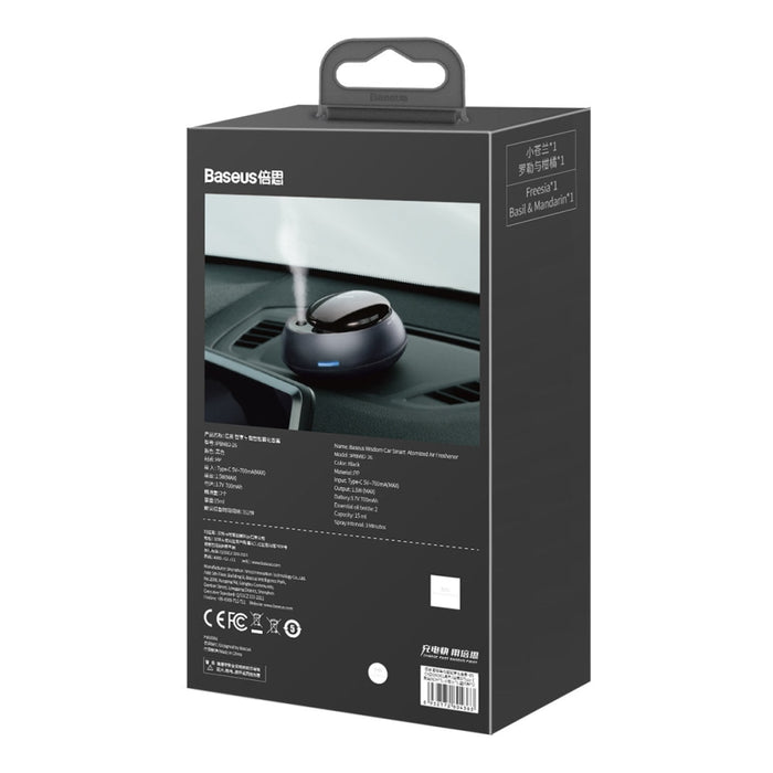 Освежител за автомобил Baseus, с пулверизатор, USB - C за зареждане, 1m, Фрезия и босилек с мандарина, Черен