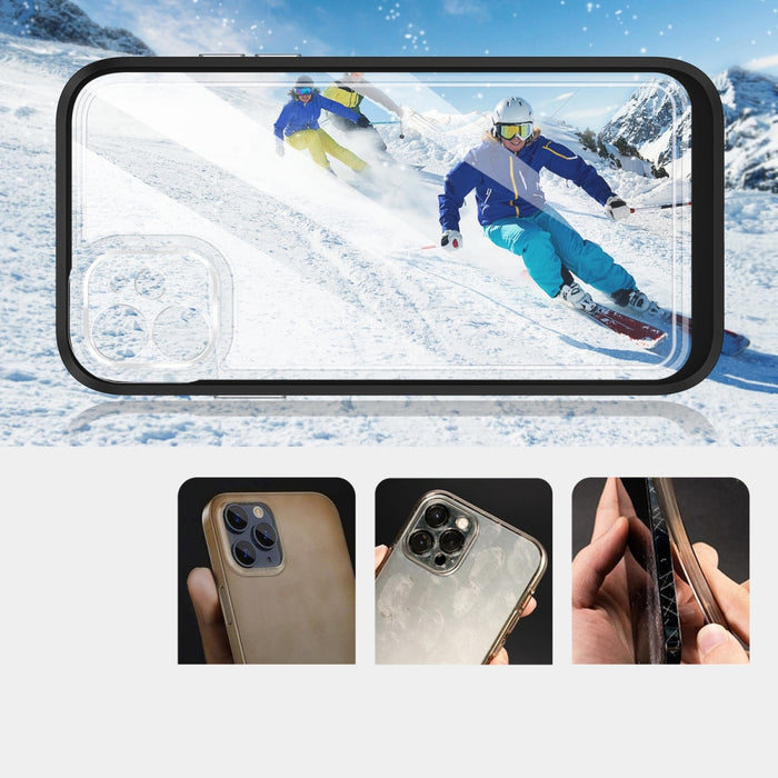 Прозрачен кейс 3в1 за iPhone 11 с гел рамка, черен