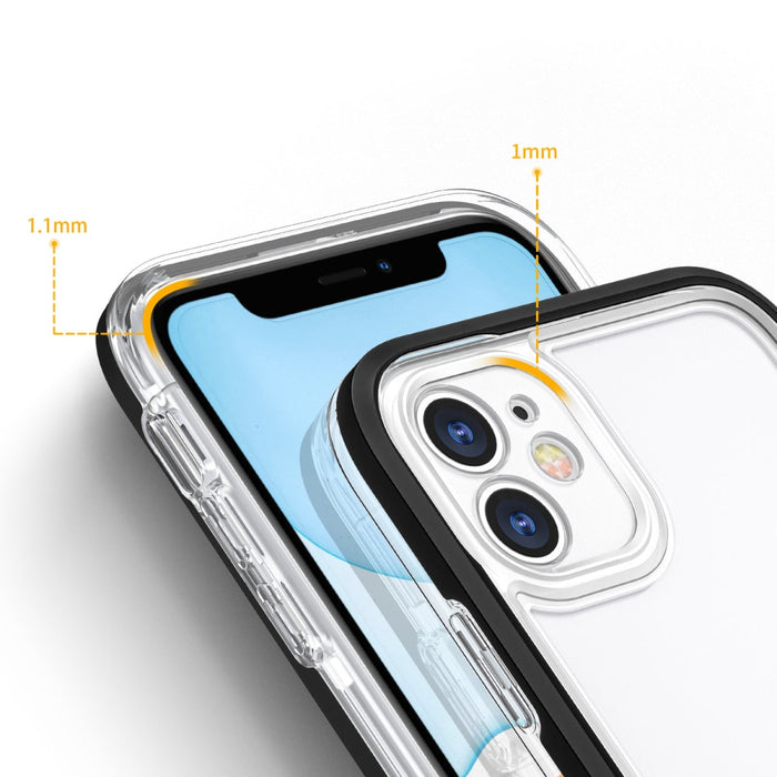 Прозрачен кейс 3в1 за iPhone 11 с гел рамка, черен