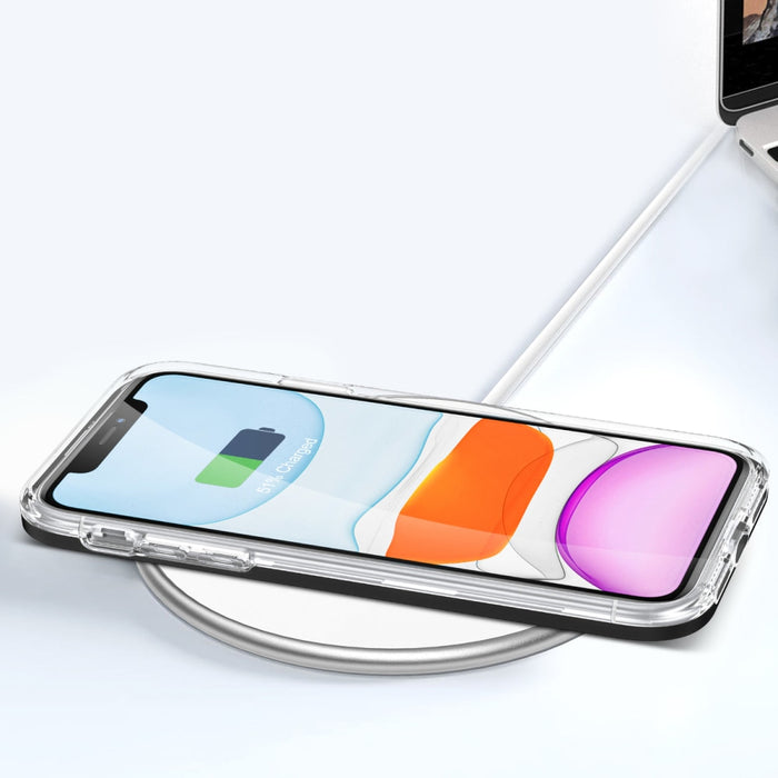 Прозрачен кейс 3в1 за iPhone 11 с гел рамка, черен