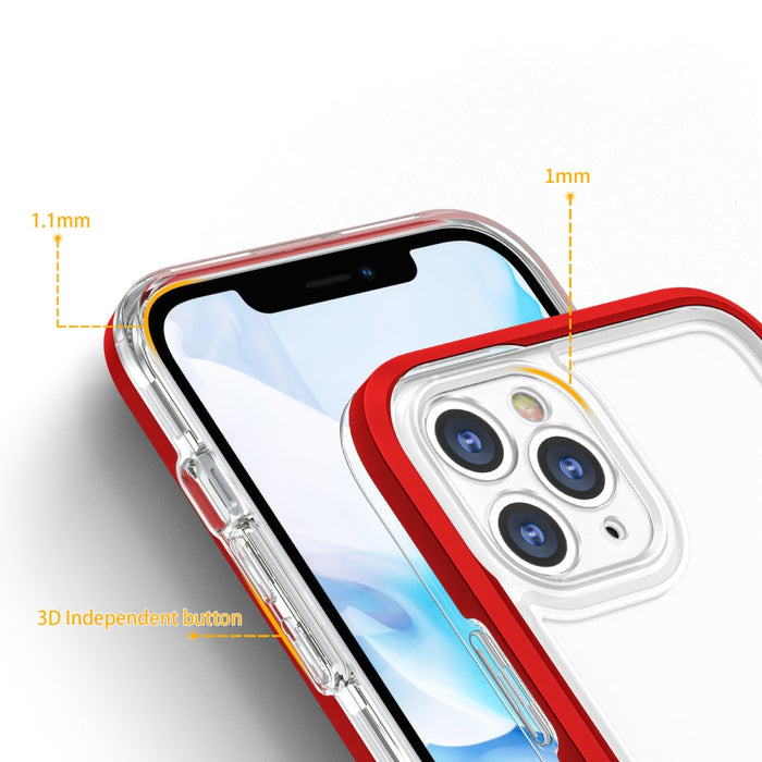 Прозрачен кейс 3в1 за iPhone 11 Pro с гел рамка червен