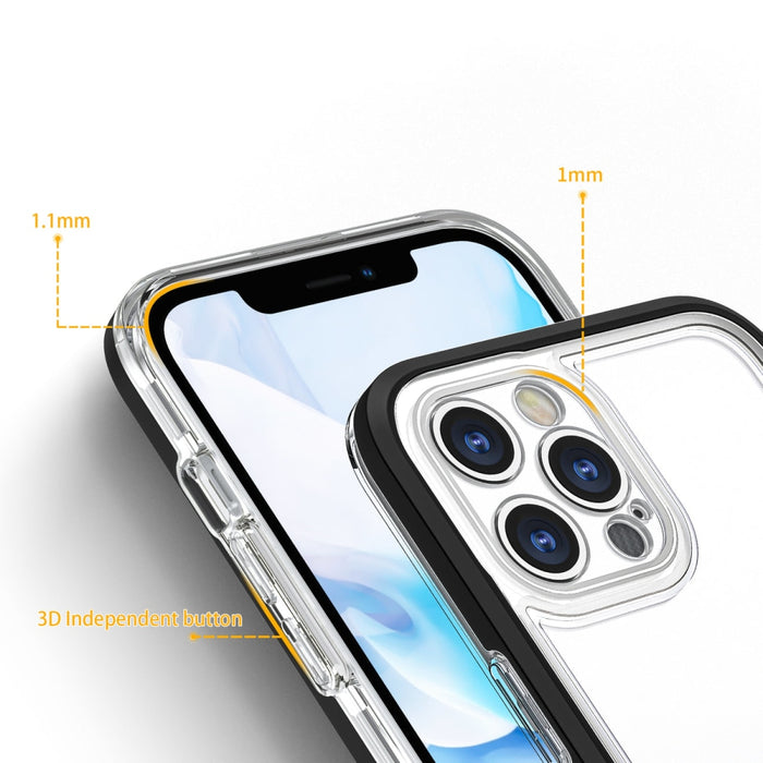 Прозрачен кейс 3в1 за iPhone 12 Pro с гел рамка черен