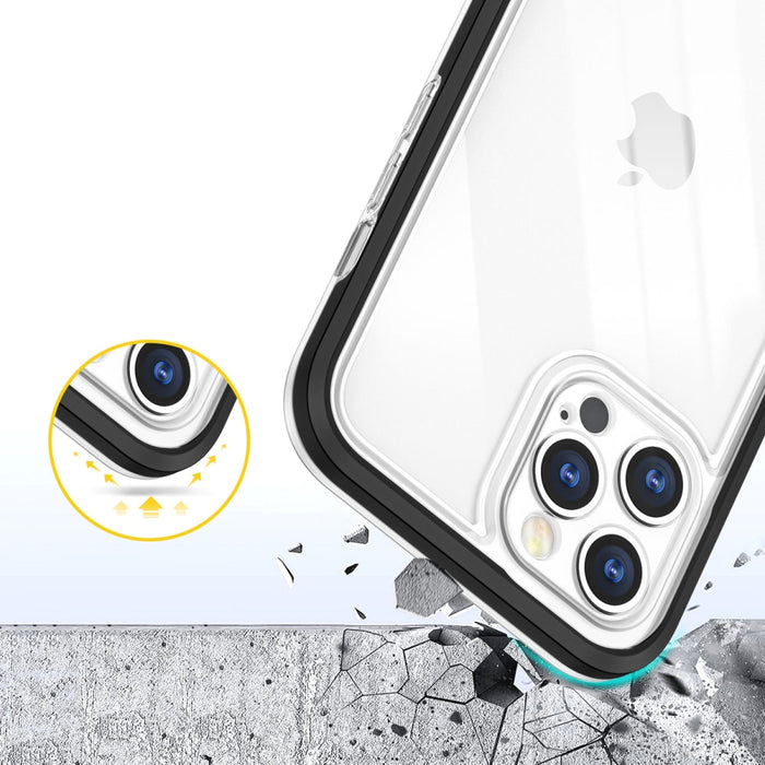 Прозрачен кейс 3в1 за iPhone 12 Pro с гел рамка черен