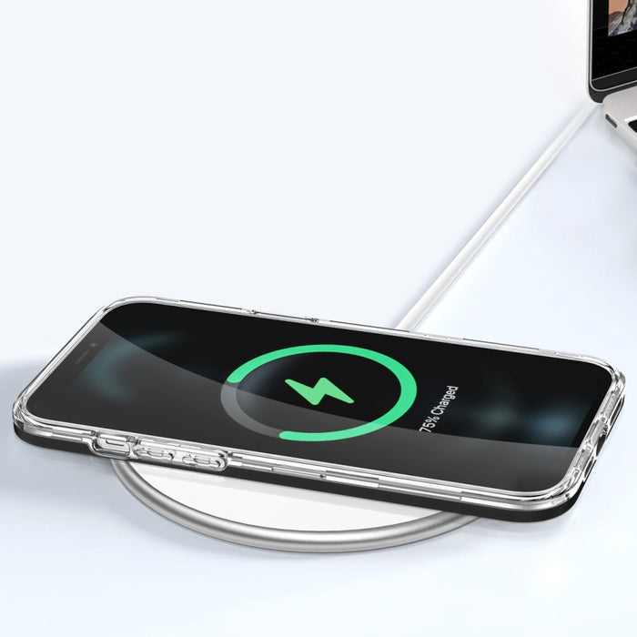 Прозрачен кейс 3в1 за iPhone 12 Pro с гел рамка черен