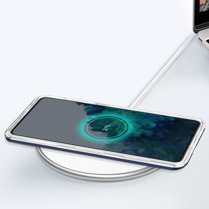 Прозрачен кейс 3в1 за Samsung Galaxy S21 5G с гел рамка син
