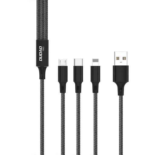 Кабел Dudao TGL2 USB 3в1 USB - C Micro Lightning 6A черен