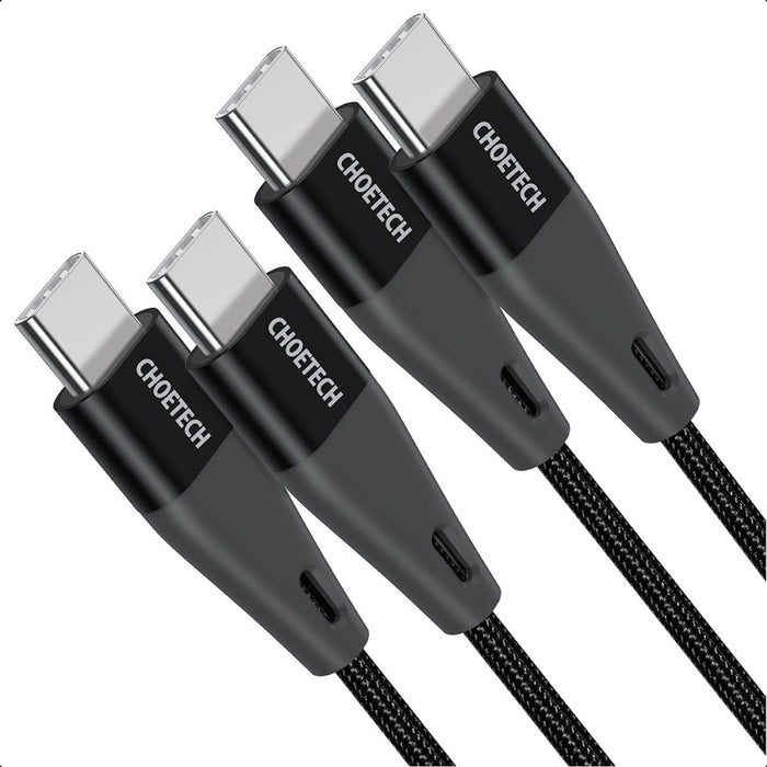 Комплект кабели за зареждане 2хUSB Type C - USB Type C Choetech, Power Delivery, 60W, 5A, 1.2m + 2m, Черен