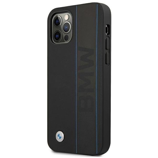 Кейс BMW Leather Outlines за Apple iPhone 12 Pro Max, Черен
