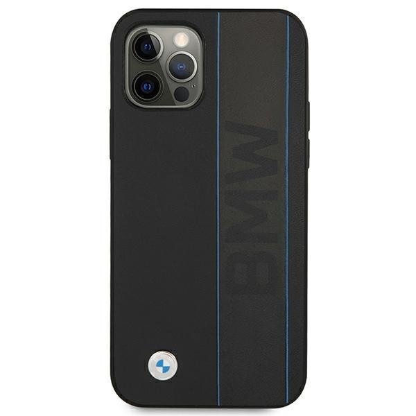 Кейс BMW Leather Outlines за Apple iPhone 12 Pro Max, Черен