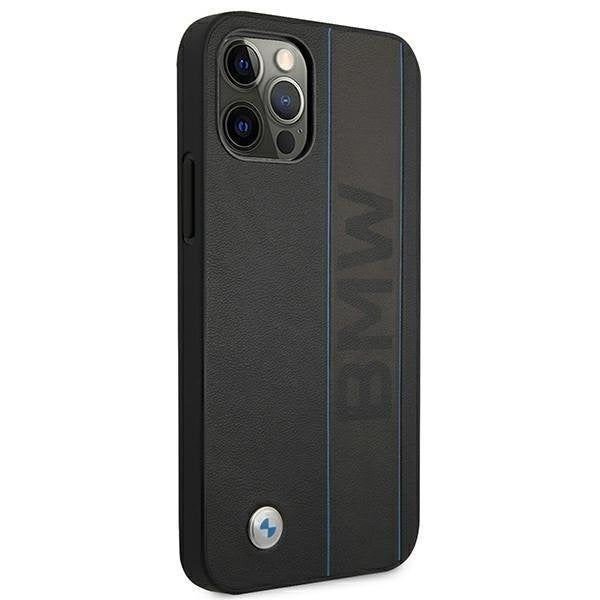 Кейс BMW Leather Outlines за Apple iPhone 12 Pro Max, Черен