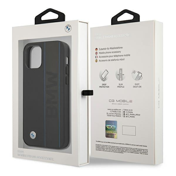 Кейс BMW Leather Outlines за Apple iPhone 12 Pro Max, Черен