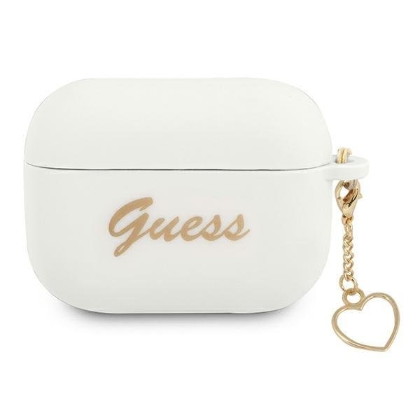 Калъф Guess GUAPLSCHSH Silicone Charm Heart Collection, за Apple AirPods Pro, бял