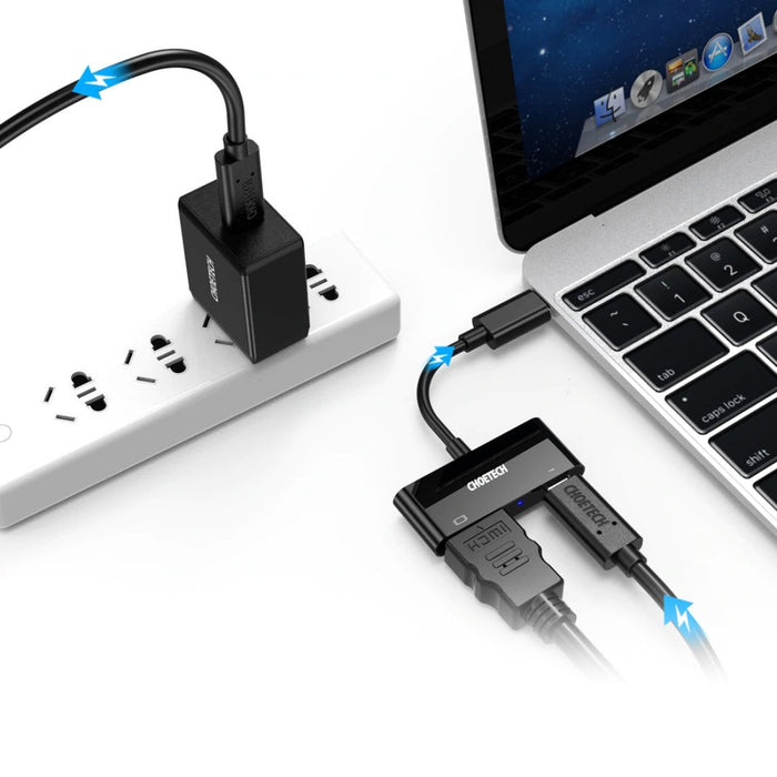 Хъб Choetech USB - C към HDMI/USB - C Черен