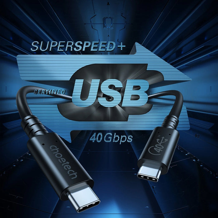 Кабел Choetech USB - C към 100W 40Gbps / 8K 0.8m Черен