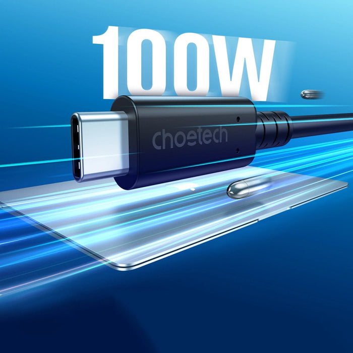Кабел Choetech USB - C към 100W 40Gbps / 8K 0.8m Черен