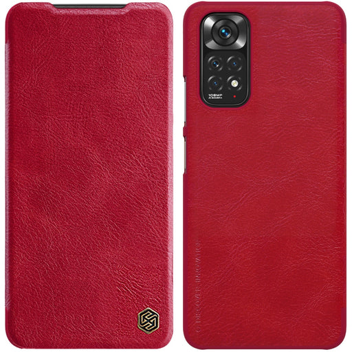 Кожен калъф Nillkin Qin за Xiaomi Redmi Note 11S / 11 червен