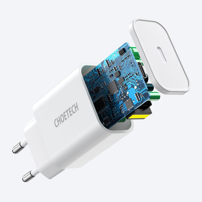 Адаптер за зарядно устройство USB Type C Choetech, 20W, Бял