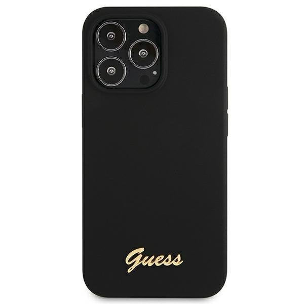 Калъф Guess GUHMP13LLSLMGBK Silicone Script Gold Logo