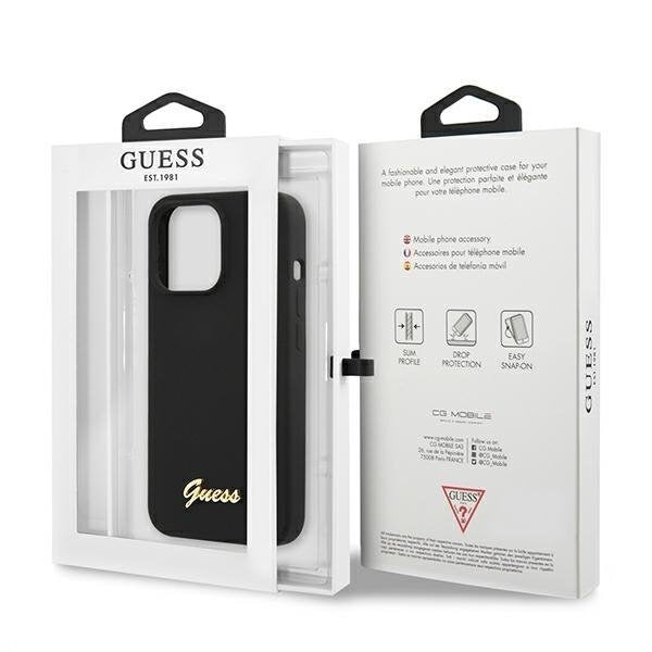 Калъф Guess GUHMP13LLSLMGBK Silicone Script Gold Logo