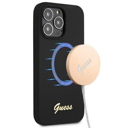 Калъф Guess GUHMP13XLSLMGBK Silicone Script Gold Logo