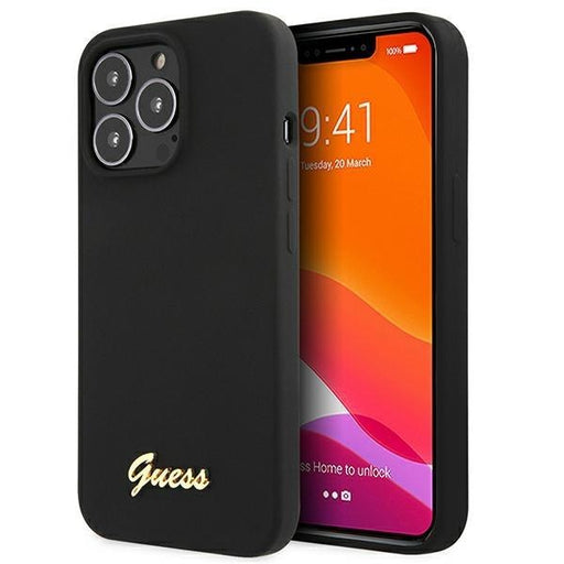 Калъф Guess GUHMP13XLSLMGBK Silicone Script Gold Logo
