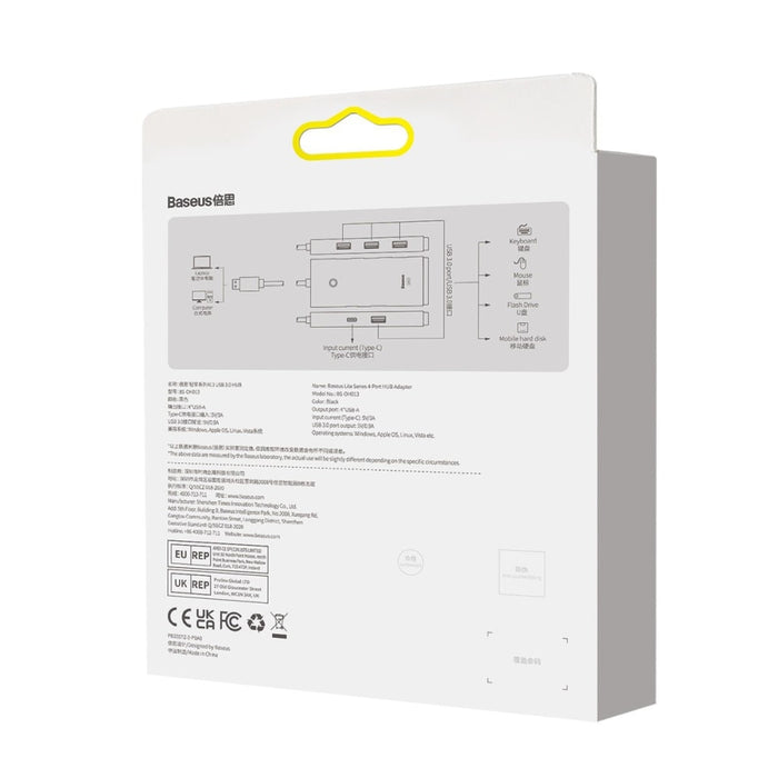 Хъб Baseus Lite Series USB - A към 4x 3.0 5Gb/s Черен