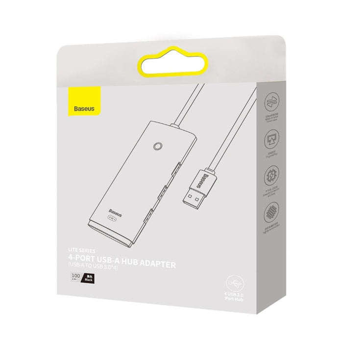 Хъб Baseus Lite Series USB - A към 4x 3.0 5Gb/s Черен