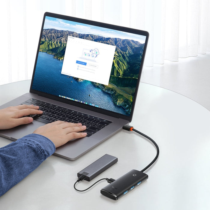 Хъб Baseus Lite Series USB Type C - 4x 3.0 0.25m Черен