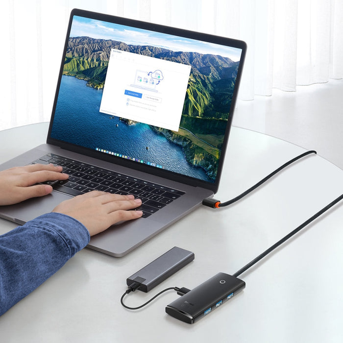 Хъб Baseus Lite Series USB Type C - 4x 3.0 1m Черен