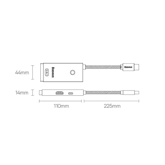 Хъб Baseus Lite Series USB Type C - HDMI / 4x 3.0 20cm Черен