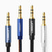 Ugreen ъглов AUX кабел 2 x мини жак 3.5mm 1.5m син (AV112)