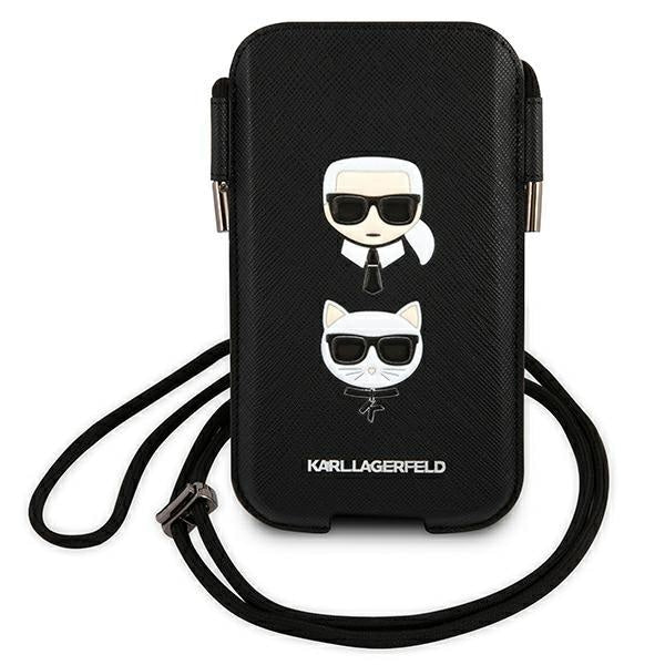 Чантичка за телефони до 6.1" Karl Lagerfeld Iсonik Karl&Choupette Head, Черен
