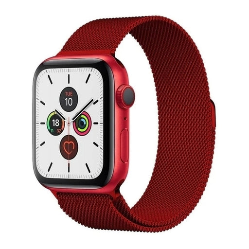 Каишка Magnetic Strap за Apple Watch 7 45mm метална червена