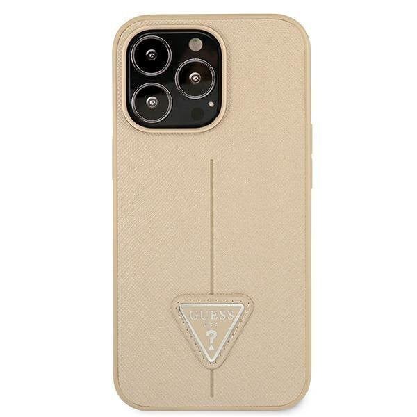 Гръб Guess PU Saffiano Triangle за iPhone 13 Pro , Златист