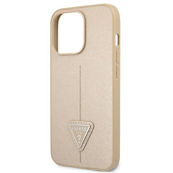 Гръб Guess PU Saffiano Triangle за iPhone 13 Pro , Златист
